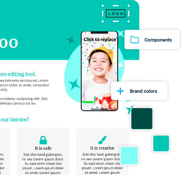 Brochure Document being updated with a brand's colors, fonts and components